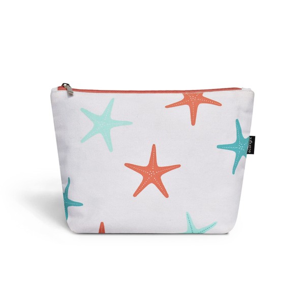 Eco Right Cosmetic Bag, Travel Makeup Bag for Women and Girls, Canvas Zipper Bag for Purse, Sea Star, Cosmetic bag