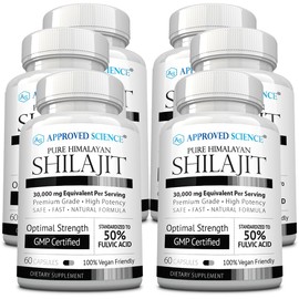 Approved Science Pure Himalayan Shilajit - 50% Fulvic Acid - 30:1 Extract (Equivalent to 30,000mg) - 360 Vegan Capsules - High-Potency Supplement