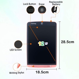 YUSHANG LCD Writing Tablet 12Inch Colorful LCD Drawing Tablet Aldult LCD Notepad Portable LCD Writing Board Used for Writing Painting and Notes(Pink-12)