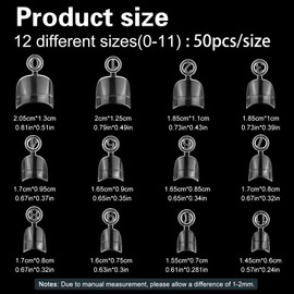 MWOOT 600Pcs Oval Short Fake Nail Art Tips Set, Half Cover French Acrylic False Nail Tips, Finger Stickers Nail Extension Tips Tool for DIY Salon Home Manicure Nail Decoration, 12 Sizes(Clear)