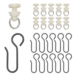 uxcell 50 Sets Curtain Track Glider Pulley Straight Curved Curtain Rollers with Hooks for Window Door Curtains, Shower Curtains Track Carrier Accessories, White/Black