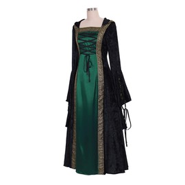 CosplayDiy Women's Medieval Renaissance Retro Gown Cosplay Costume Dress Green XL