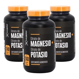 Kit 3 Citrato Magnesio + Citrato De Potasio 240cáps X Frasco Sin Sabor