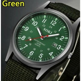 Unbranded US Men's SOKI Military Army Canvas Calendar Analog Quartz  GREEN Watch SALE $11