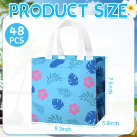 Sayglossy 48 Pcs Cute Cartoon Party Favor Gift Bags with Handle Cartoon Animation Non Woven Goodie Bags for Birthday Party Supplies Decorations(Hawaii Style)