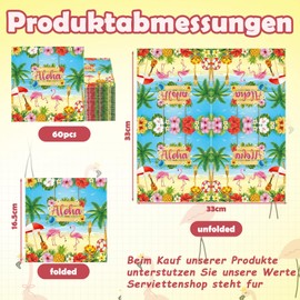 60 tovaglioli di carta hawaiani, fenicottero, decorazione per feste, 33 x 33 cm, per feste estive, tovaglioli di carta, usa e getta, per ragazzi, ragazze, donne, fiori tropicali, spiaggia, decorazione