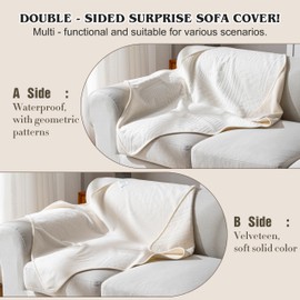 YUEANG Waterproof Recliner Chair Cover - Washable Double-Sided Velvet and Pattern Reversible Cover for Couch, Bed, Car and Sofa Protection for Dogs, 30x40in/Beige