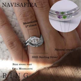 NAVISAFIRA 2-PC Marquise Cut Moissanite Ring Set | S925 Sterling Silver 1CT Wedding Jewelry, Single Side Pavé & Twisted Band, Non-Tarnish Hypoallergenic Bridal Rings for Women (Silver,5)