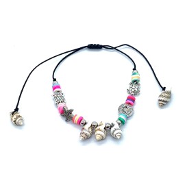 trendy Beach Anklet Bracelet Real Seashell Medal Turtle Starfish Adjustable Black Cord