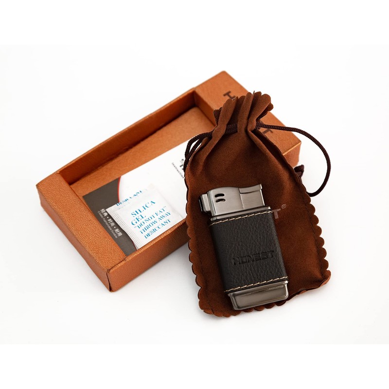 SMKOLIN Small Pipe Lighter Leather Soft Flame Indoor Butane Refillable(No