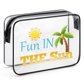 Beach Lover Gift Beach Clear Makeup Bag Gift for Women Summer Lovers Gift Travel Trip Gifts Beach Supplies Zipper Cosmetic Toiletry Pouch Birthday Christmas Graduation Gift for Girl Teens Beach Lover