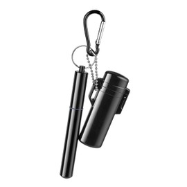 Lighter Case&Airtight Aluminum Metal Storage Tube Set,Waterproof Aluminum Container + Durable Lighter Pouch,Travel Kit for Hiking,Outdoor Use (Black)