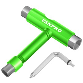 Vanpro All-In-One Skate Tools multifunción portátil Skateboard T Tool herramientas de skate llave de skate herramienta de skate todo en uno (verde neve, paquete de 1)