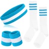 ONUPGO 5 Pieces Sweatbands Socks Set Striped Sports Headband Wrist