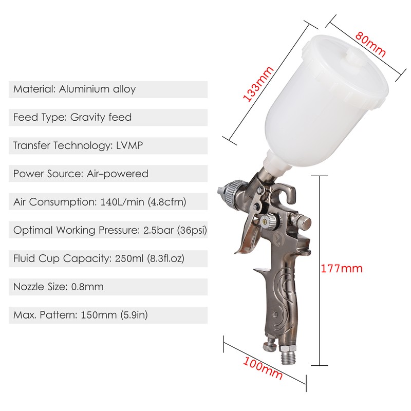 LVMP Feed Air Spray Gun Mini Paint Spraying Gun Kit