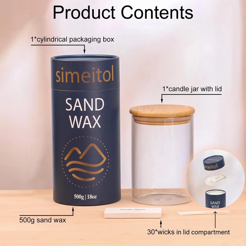 18oz Scented Candle Sand Wax, Sandalwood & Jasmine Scented Pearled