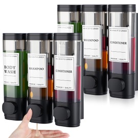 e esscopro 2 Sets Shower Soap Dispenser 3 Chamber No Drill Shampoo and Conditioner Dispenser Shampoo and Conditioner Container Set Wall Mount for Bathroom Hotel Large Capacity
