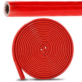 PE Pipe Insulation Hose 10 m Roll x Diameter 18 mm / 6 mm Insulation Thickness Red Protective Hose Heating Pipe Insulation with Protective Skin Pipe Insulation Hose Pipe Insulation Hot Water Pipe