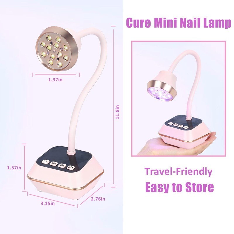 Asimebesty UV Lamp for Gel Nails, Mini UV Lamp Gooseneck