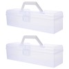 VICASKY Plastic Storage Box, 2pcs Clear Organizer Container with Handle,