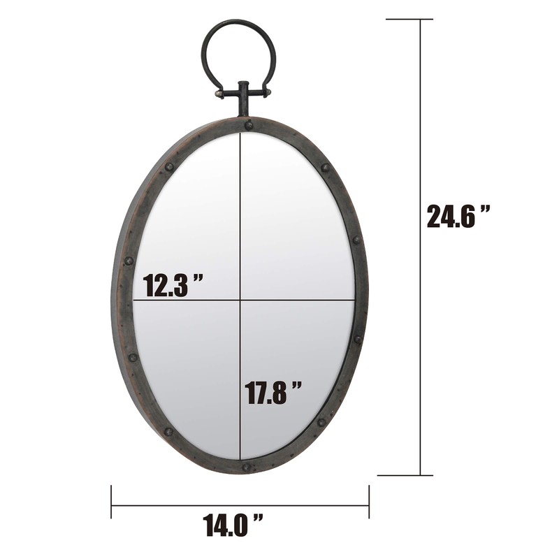 Stonebriar 24.6" x 14" Oval Bronze Metal Wall Mirror with