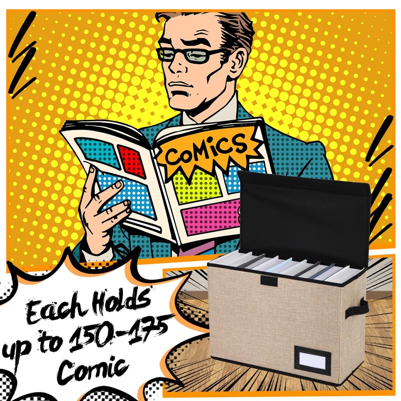 Chuangdi 6 Pcs Comic Book Storage Boxes, Back to School