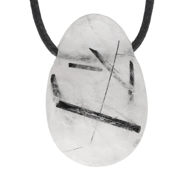 Lebensquelle Plus Tourmaline Quartz Drop Pendant, Drilled Tumbled Stone Pendant