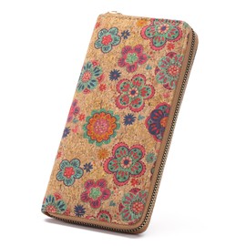 LEEXTON Multifunctional Women's Long Purse, Large Purse, PU Leather Wallet with 9 Card Slots, Wood Pattern, Retro