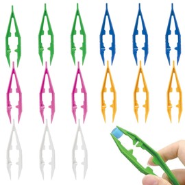 CVNRCLP 15-Pack Colorful Plastic Tweezers Set for Kids – Ideal for Preschool Science and Homeschool Activities, Promoting Fine Motor Skills Development (5 Bright Colors)