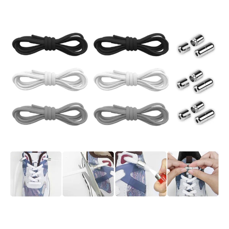 6 Pares/set Agujetas Cordones Elásticos Para Tenis
