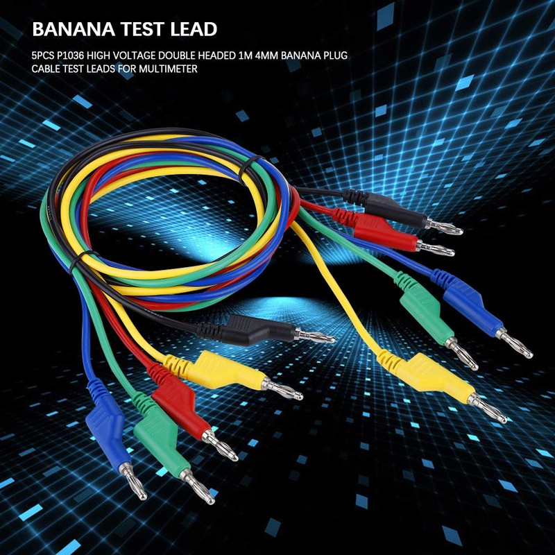 5 Pieces 1 m 4 mm Banana Plug Power Cord