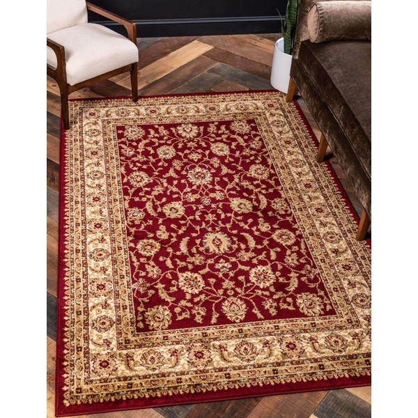 Unique Loom Voyage Collection Traditional Oriental Classic Intricate Design Area Rug, 5 ft 0 in x 8 ft 0 in, Red/Gold