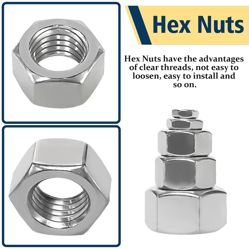 Vifmy 150pcs SAE Hex Nuts Assortment Kit,4#40 6#32 8#32 10#24