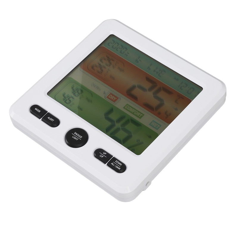 Indoor Thermometer Digital Color Screen Alarm Temperature Humidity Monitor Bedside
