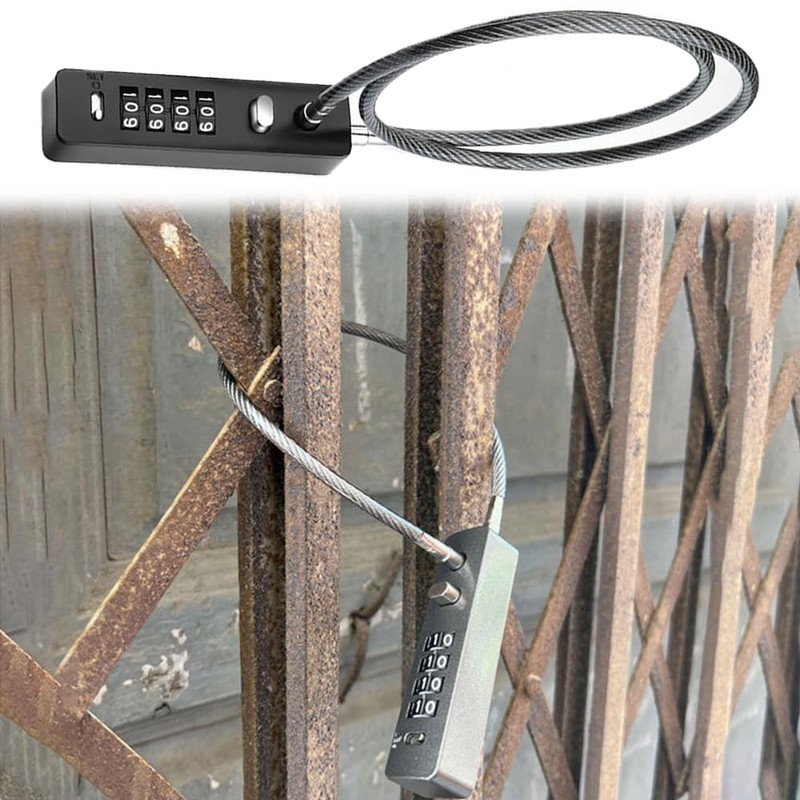 Combination Lock 4-Digit Steel Cable Small Padlock with a Combination