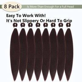 Braiding Hair Pre Stretched 30 Inch 8 Packs Long Braiding Hair Extension Pre Stretched Braiding Hair Professional Synthetic Hair For Braiding Crochet Twist Braids Soft Yaki Texture(30",99J-8P)