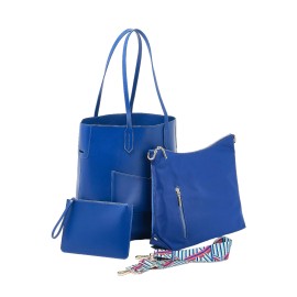 Charley Was Here 3-in-1 Tote w/ Hobo Bag and Wristlet Blue