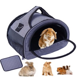 Rabbit Carrier, Small Pet Carriers for Guinea Pig Hamster Bird Bunny Bearded Dragon Kitty, Animal Bag with Stable Handle and Waterproof Pad, Easy Travel and Vet Visit-Large