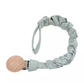 Baby Muslin Dummy Chain Fabric Dummy Chain Cotton Mint Green Polka Dots with Beech Wood Clip High Quality Baby Gift Birth