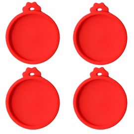 Pine & Linen 4 Pcs 2.5inch Durable Pet Can Lids, Silicone Small Pet Can Covers Waterproof Cat Food Cans Lids for 3 oz Cat Food Cans（Red）