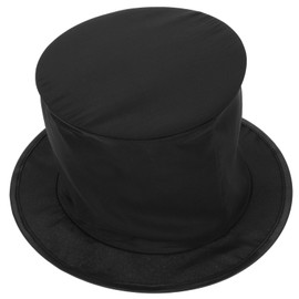 DOITOOL Collapsible Top Hat for Adults, Magician Costume Hat, Spring Folding Design, Stage Props for Tricks, Polyester Black Headwear, Masquerade Party Accessory