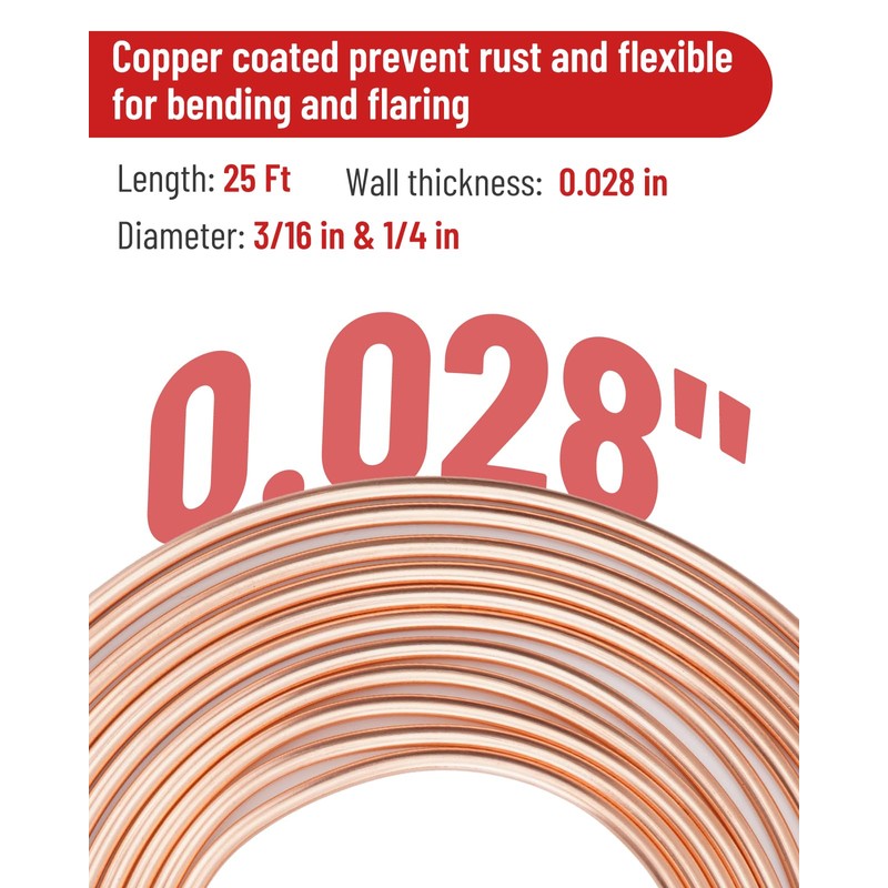 Turnirace 25 ft 3/16in &1/4in Copper Coated Brake Line Flaring