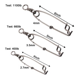 JSHANMEI Long line Snap Clips Stainless Steel Longline Branch Hanger Snap Swivels Float Line Tuna Clip Fishing Accessories (4inch-8pcs)