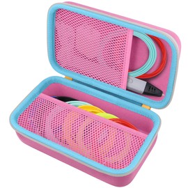 co2CREA Storage Organizer Case for 3D Printing Pen Set, Hard Case Compatible with SCRIB3D P1/Advanced, MYNT3D Super/Advanced, 3Doodler Start+/Flow/PRO and Filament Refill（Pink Case + White Zipper）