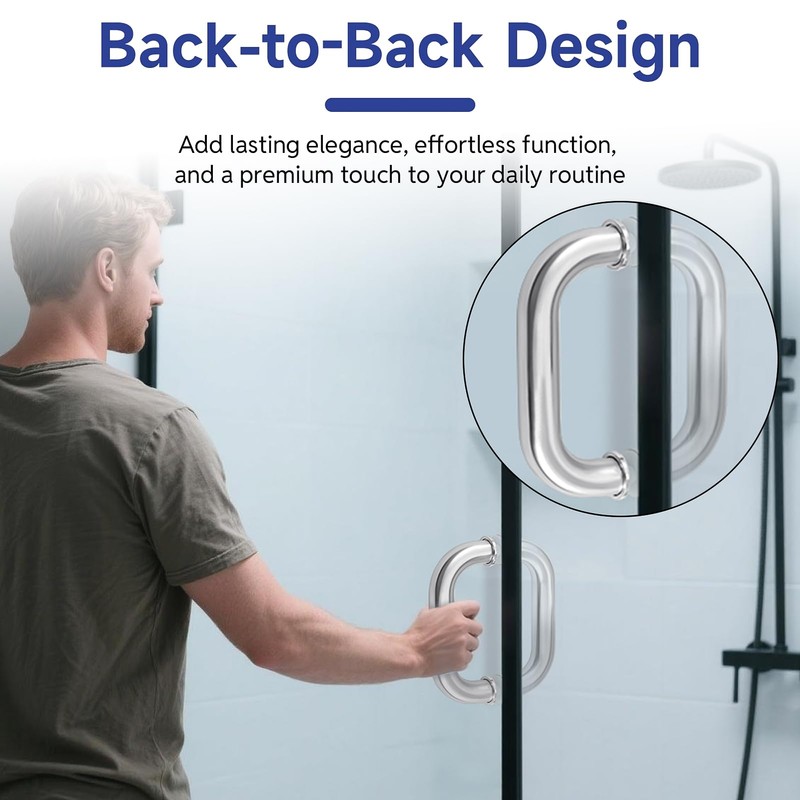 Lidajida 6'' C-Shaped Glass Shower Door Handle Back to Back