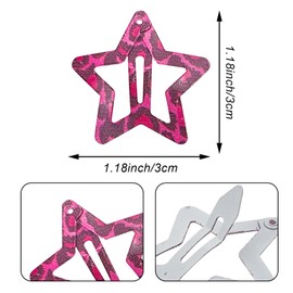 32PCS Pink Star Snap Hair Clips Leopard Print Hair Clips Non Slip Hair Barrettes Metal Brown Cheetah Leopard Hairpins Star Y2k Hair Accessories for Women Girls