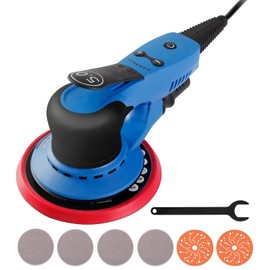 Electric 5mm Random Orbital Sander, Brushless 350W Low Vibration Orbital Sander, 6Inch Backing Pad, 7 Variable Speed (4000-10000RPM), Handheld Sanders for Surface Refinish, Woodworking, Cord 5M