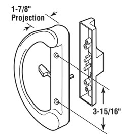 Mortise Style Sliding Patio Door Handle Set - Replace Old or Damaged Door Handles Quickly and Easily – Diecast, Non-Keyed, Fits 3-15/16” Hole Spacing | Fix and Repair Glass Door (1 Set)