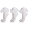 MKYSZLT Soft Women Big Ruffle Ankle Socks Double Lace Frilly