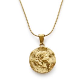 JewelVOX Necklace, Unisex, Surgical Stainless Steel, Hypoallergenic, Coin, Adult, 45 cm, Stainless Steel